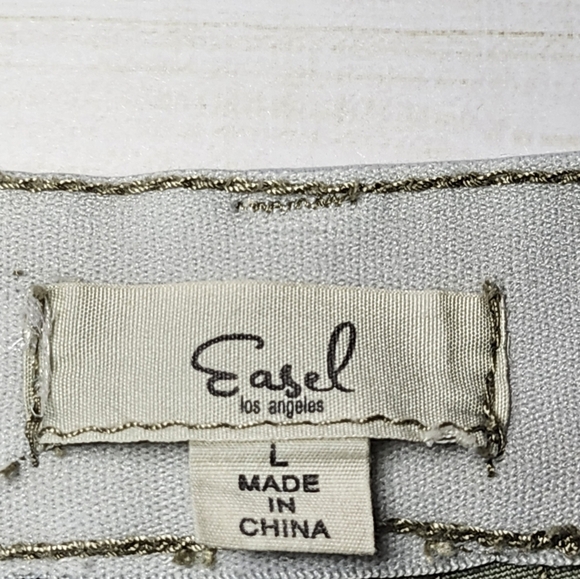 Easel Los Angeles Green Khaki Pants With Side Stripes Size Large - Picture 5 of 7